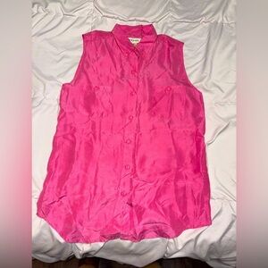 Vintage Bogari silk button down sleeveless baby Barbie pink